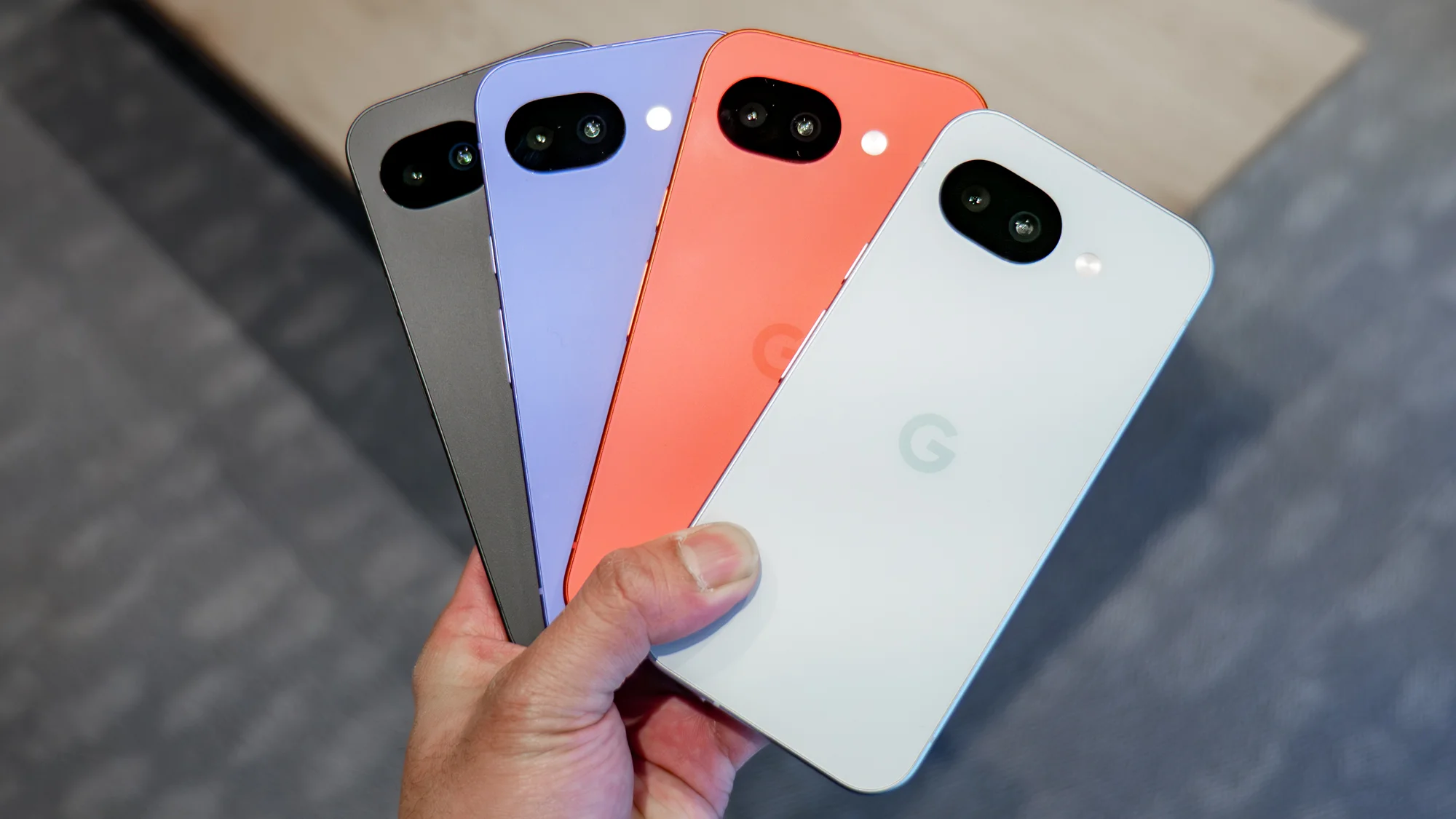 Google Pixel 10a in different colors.
